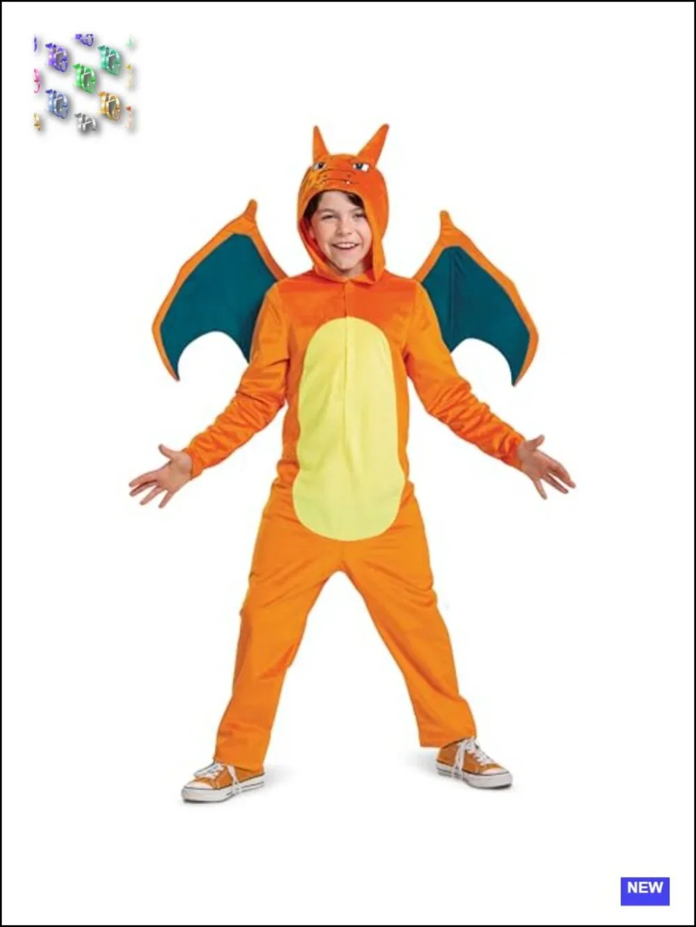 Pokemon Charizard Costume Jumpsuit for Kids Cosplay Halloween Wings included